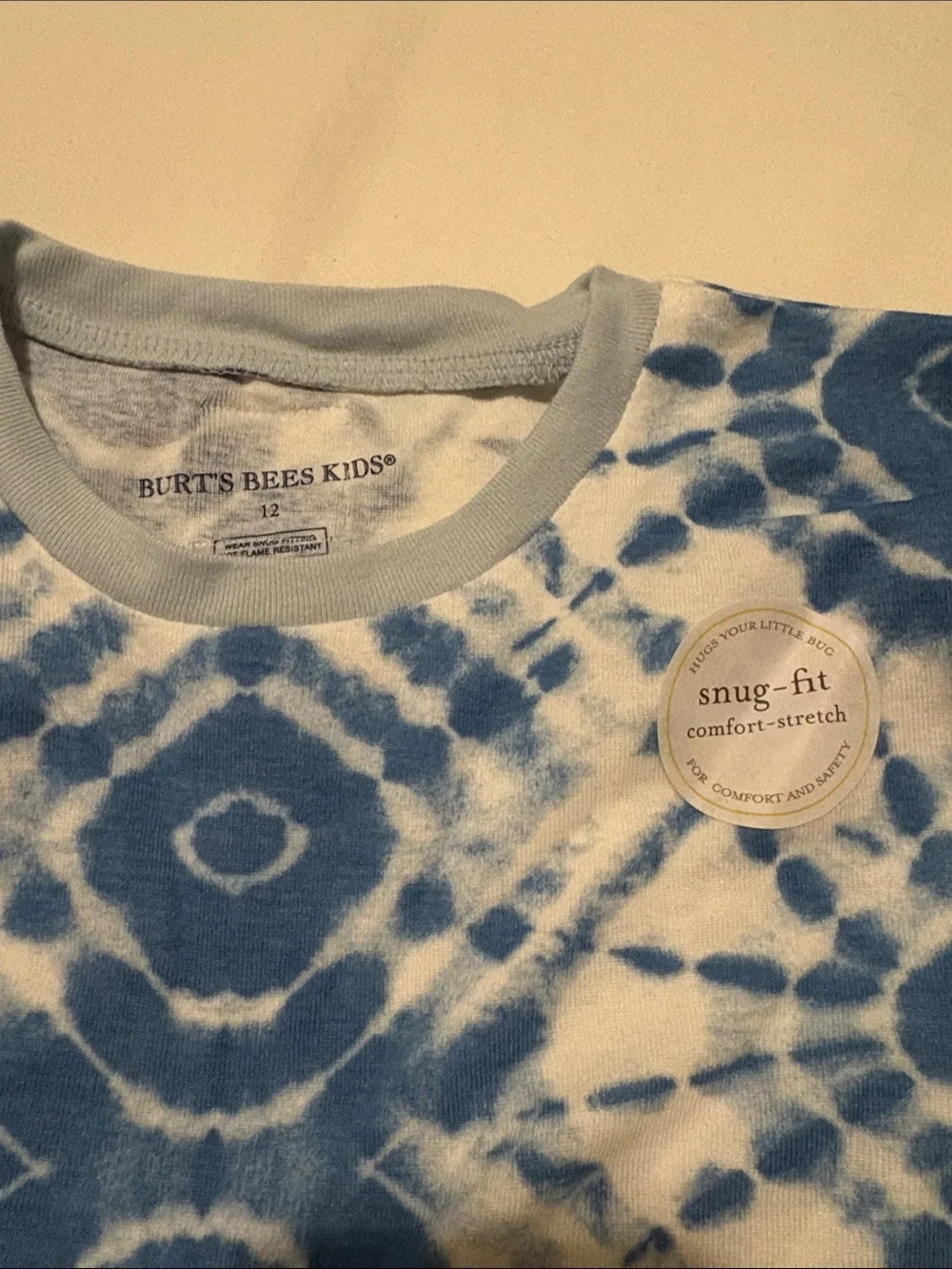 Burt's Bees Blue and White Tie-Dye Kids Pajama Set